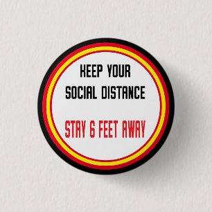 Badge Rond 2,50 Cm Avertissement de santé Coronavirus Distances socia