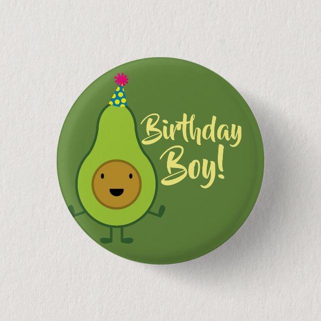 Badge Rond 2,50 Cm Avocado Cute 1er Anniversaire Boy Button Épingle (Devant)