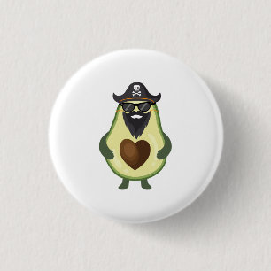 Badge Rond 2,50 Cm Avocado Pirate Green Beard Funny Food for Kids