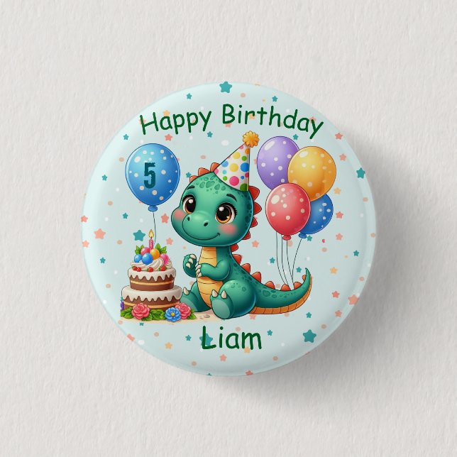 Badge Rond 2,50 Cm Baby Dino Birthday Button (Devant)