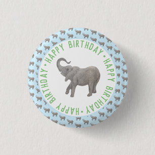 Badge Rond 2,50 Cm Baby Elephant Bleu clair Anniversaire