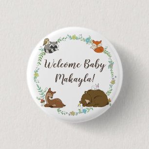 Badge Rond 2,50 Cm Baby shower animal de la forêt