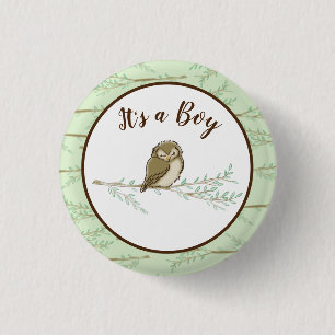 Badge Rond 2,50 Cm Baby shower animal de Owl Woodland