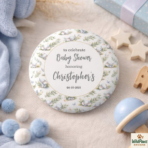 Badge Rond 2,50 Cm Baby-shower aquarelle éléphant garçon – Safari ble