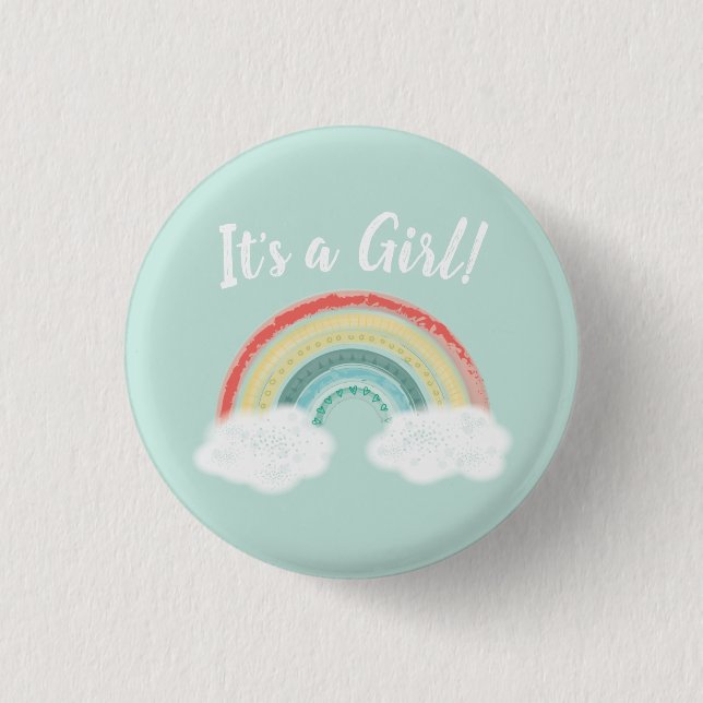 Badge Rond 2,50 Cm Baby shower arc-en-ciel Boho (Devant)