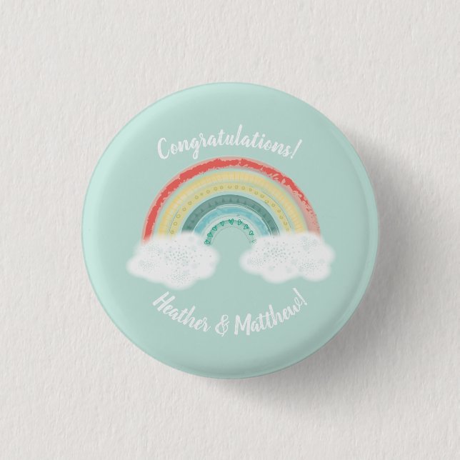 Badge Rond 2,50 Cm Baby shower arc-en-ciel Boho (Devant)