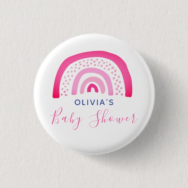 Badge Rond 2,50 Cm Baby shower arc-en-ciel rose (Devant)