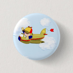 Badge Rond 2,50 Cm Baby Shower Avion