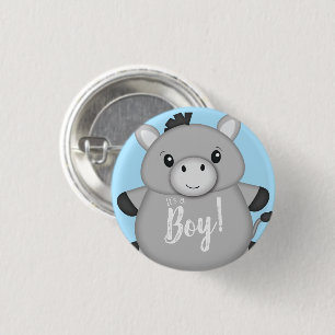 Badge Rond 2,50 Cm Baby shower bleu âne