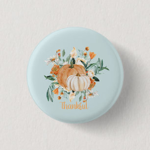 Badge Rond 2,50 Cm Baby shower Bleu Citrouille d'automne,