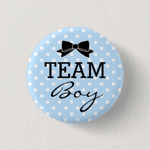 Badge Rond 2,50 Cm Baby shower bleu de pois de garçon d'équipe