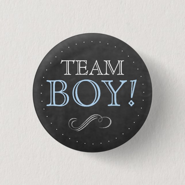 Badge Rond 2,50 Cm Baby shower bleu de tableau de garçon d'équipe (Devant)