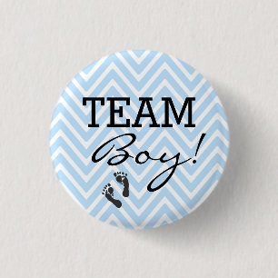 Badge Rond 2,50 Cm Baby shower bleu et blanc de garçon d'équipe de