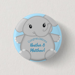 Badge Rond 2,50 Cm Baby shower Blue Elephant