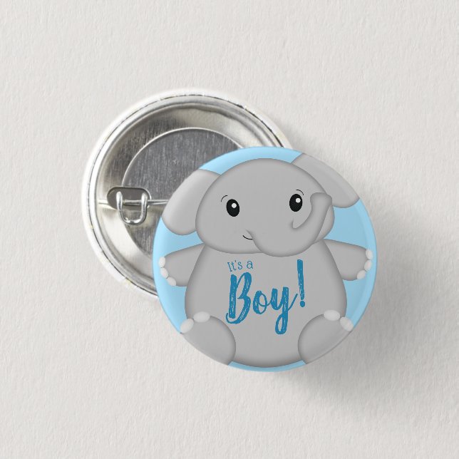 Badge Rond 2,50 Cm Baby shower Blue Elephant (Devant & derrière)