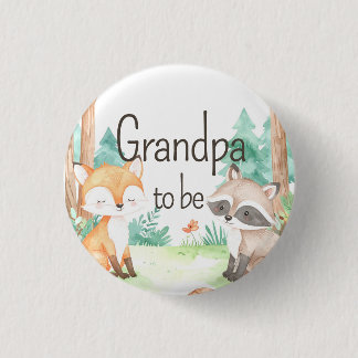 Badge Rond 2,50 Cm Baby shower boisé mignon thème grand-père à être