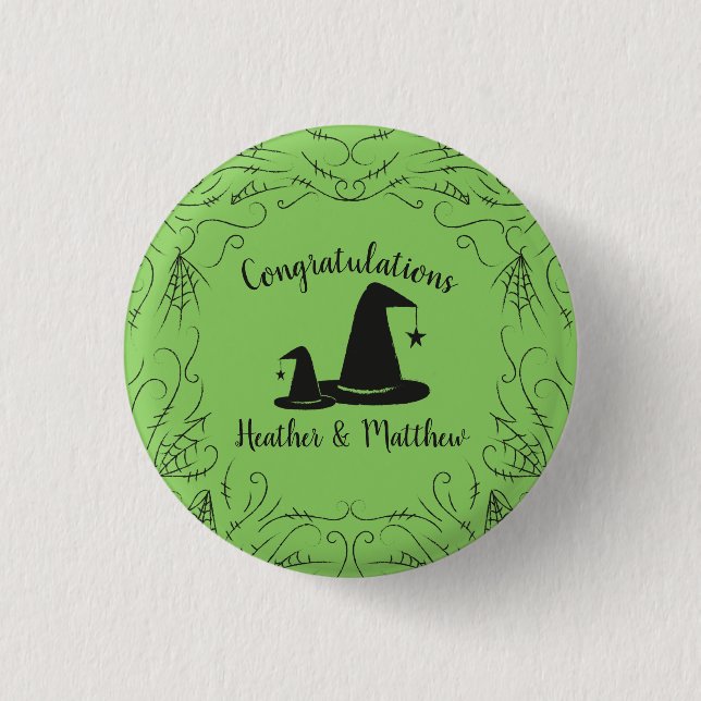 Badge Rond 2,50 Cm Baby shower Casquette sorcière Halloween (Devant)