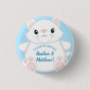 Badge Rond 2,50 Cm Baby shower chat Kitty Blue