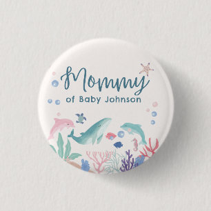 Badge Rond 2,50 Cm Baby shower d'aquarelle maman