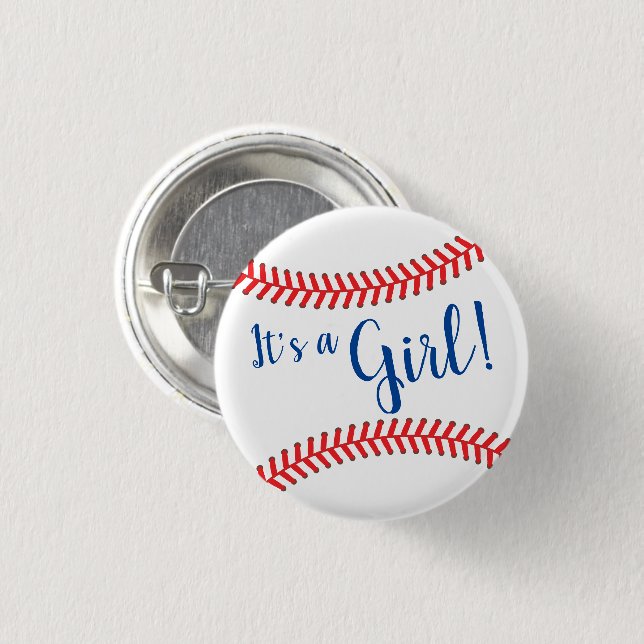 Badge Rond 2,50 Cm Baby shower de baseball Little Slugger C'est une f (Devant & derrière)
