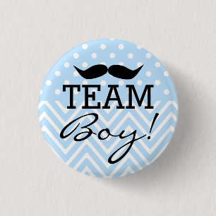 Badge Rond 2,50 Cm Baby shower de bleu de moustache de garçon