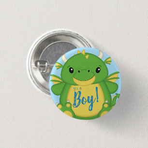 Badge Rond 2,50 Cm Baby shower de dragon bleu