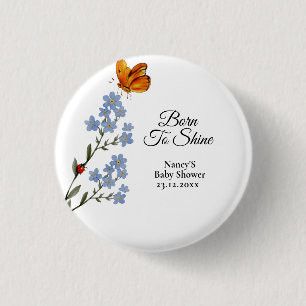 Badge Rond 2,50 Cm Baby shower de fleurs d'aquarelle