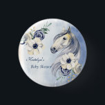 Badge Rond 2,50 Cm Baby shower de fleurs d'aquarelle du ranch<br><div class="desc">Horse ranch baby shower fleurs aquarelle merci boutons personnalisés.</div>