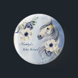 Badge Rond 2,50 Cm Baby shower de fleurs d'aquarelle du ranch<br><div class="desc">Horse ranch baby shower fleurs aquarelle merci boutons personnalisés.</div>