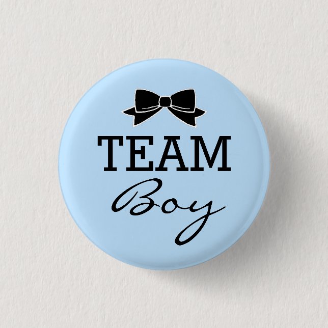 Badge Rond 2,50 Cm Baby shower de garçon d'équipe bleu et noir (Devant)