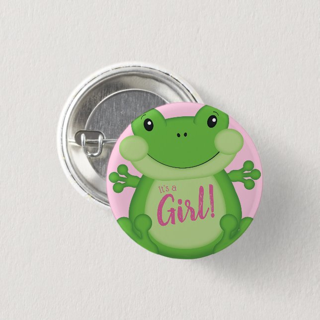 Badge Rond 2,50 Cm Baby shower de grenouille rose (Devant & derrière)