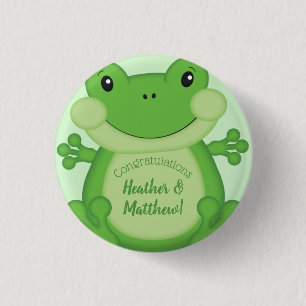 Badge Rond 2,50 Cm Baby shower de grenouille vert