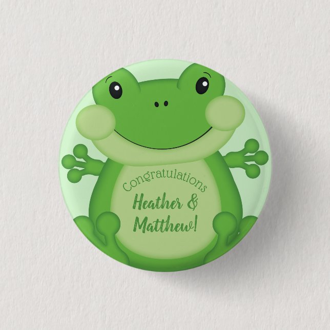 Badge Rond 2,50 Cm Baby shower de grenouille vert (Devant)