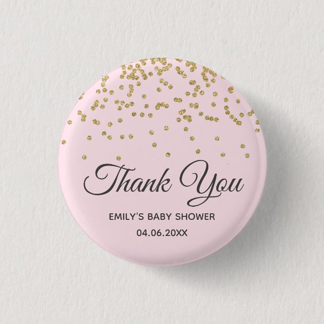 Badge Rond 2,50 Cm Baby shower de Merci de Parties scintillant en or  (Devant)