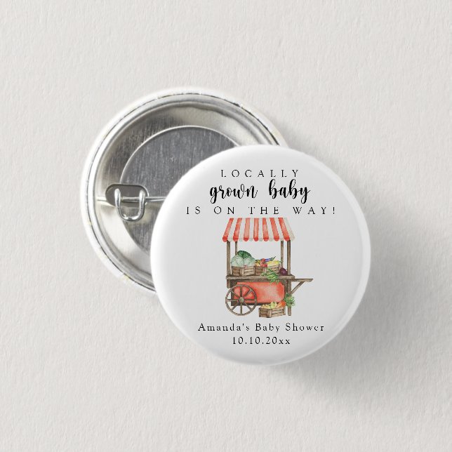 Badge Rond 2,50 Cm Baby shower de panier de marché pour bébés cultivé (Devant & derrière)