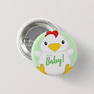 Badge Rond 2,50 Cm Baby shower de poulet vert