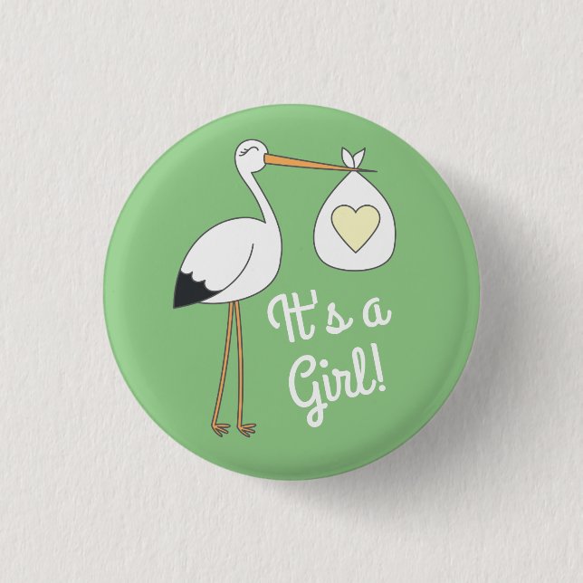 Badge Rond 2,50 Cm Baby shower de source de la cigogne (Devant)