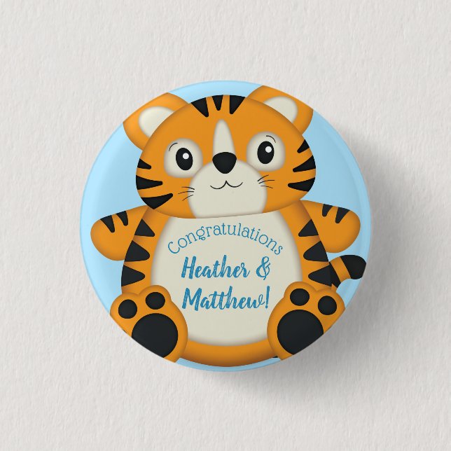 Badge Rond 2,50 Cm Baby shower de tigre bleu (Devant)