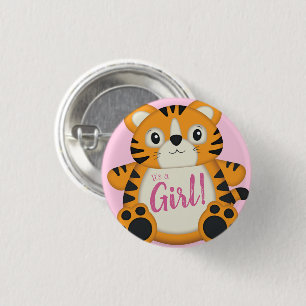Badge Rond 2,50 Cm Baby shower de tigre rose