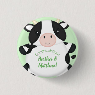 Badge Rond 2,50 Cm Baby shower de vache vert