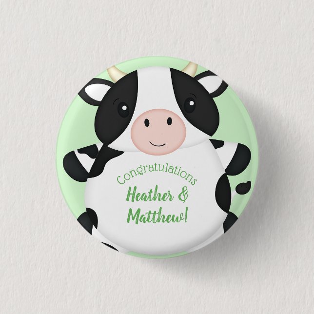 Badge Rond 2,50 Cm Baby shower de vache vert (Devant)