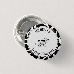 Badge Rond 2,50 Cm Baby shower d'impression de vache blanche noire mo