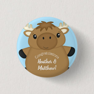 Badge Rond 2,50 Cm Baby shower d'orignal bleu