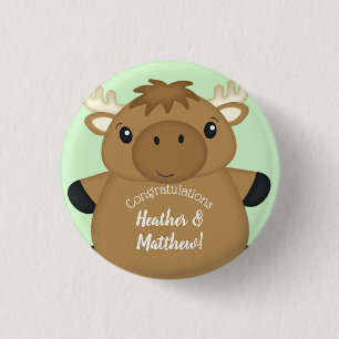 Badge Rond 2,50 Cm Baby shower d'orignal vert