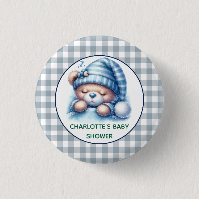 Badge Rond 2,50 Cm Baby shower d'ours en peluche mignon (Devant)