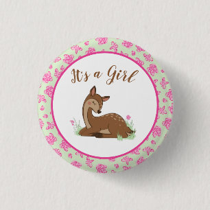Badge Rond 2,50 Cm Baby shower du cerf Animaux des bois