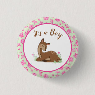 Badge Rond 2,50 Cm Baby shower du cerf Animaux des bois