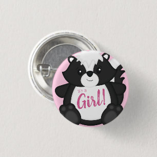 Badge Rond 2,50 Cm Baby shower en peau rose