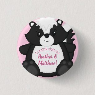 Badge Rond 2,50 Cm Baby shower en peau rose
