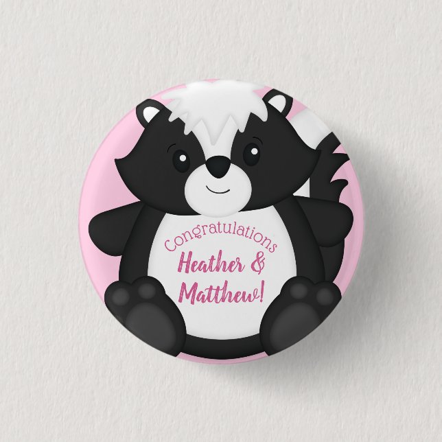 Badge Rond 2,50 Cm Baby shower en peau rose (Devant)